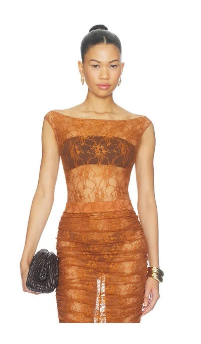 Lovers & Friends Cas Bodysuit In Burnt Orange