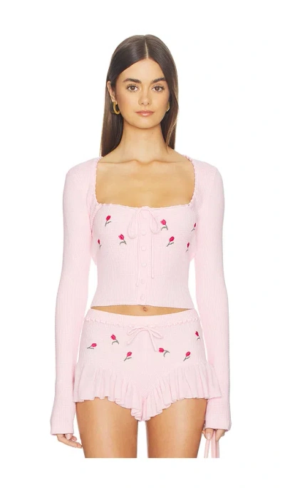 Lovers & Friends Cecilia Floral Embroidered Top In Pink