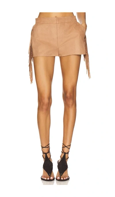 Lovers & Friends Chase Faux Suede Short In Brown