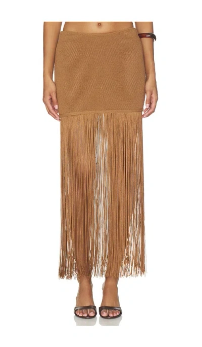 Lovers & Friends Chrissa Fringe Skirt In Brown