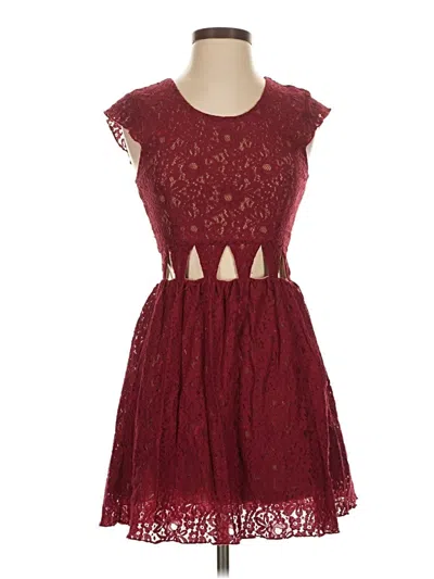 Pre-owned Lovers & Friends Cocktail Dress In Burgundy