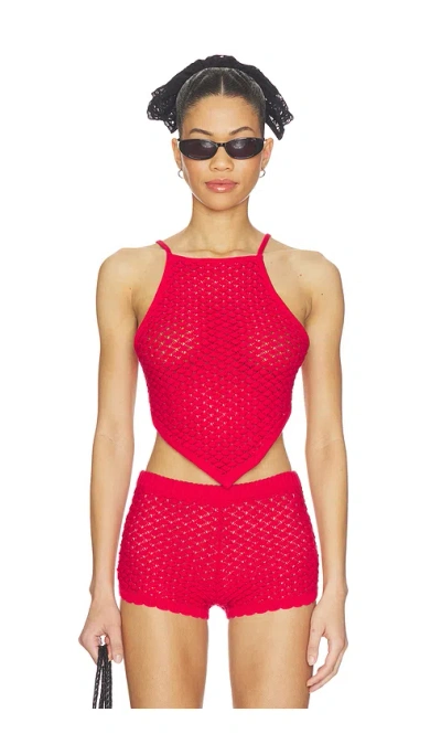 Lovers & Friends Daniella Pointelle Tie-back Tank In Red