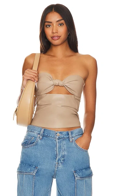 Lovers & Friends Daxton Faux Leather Top In Beige Neutral