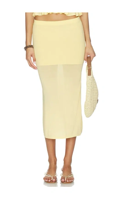 Lovers & Friends Delia Knit Midi Skirt In Yellow