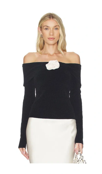 Lovers & Friends Eliana Rosette Off The Shoulder Sweater In Black