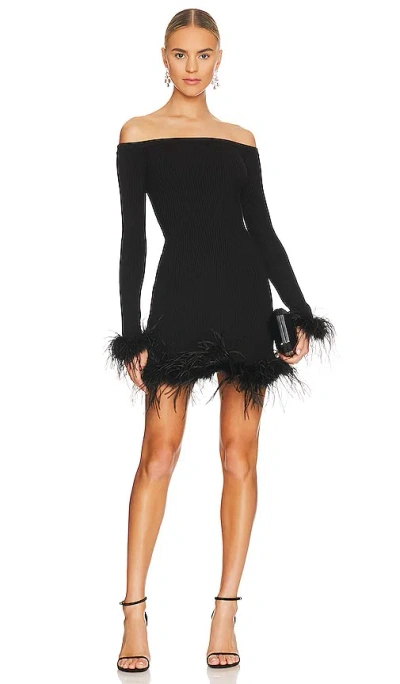Lovers & Friends Ellerie Faux Feather Knit Mini Dress In Black