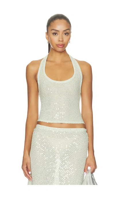 Lovers & Friends Erika Sequin Top In Seafoam Green Sequin