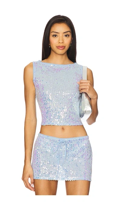 Lovers & Friends Erin Sequin Top In Blue