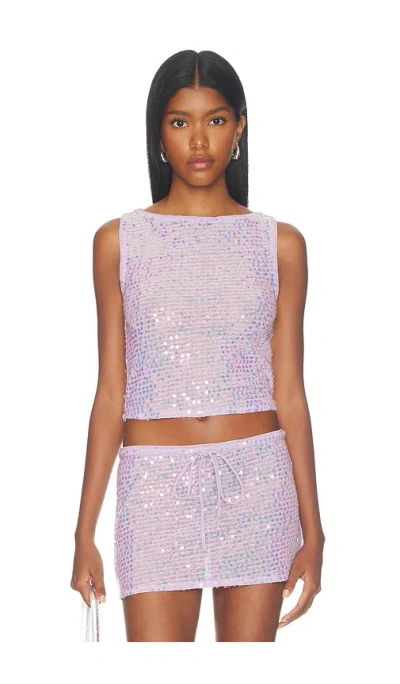 Lovers & Friends Erin Sequin Top In Lavender