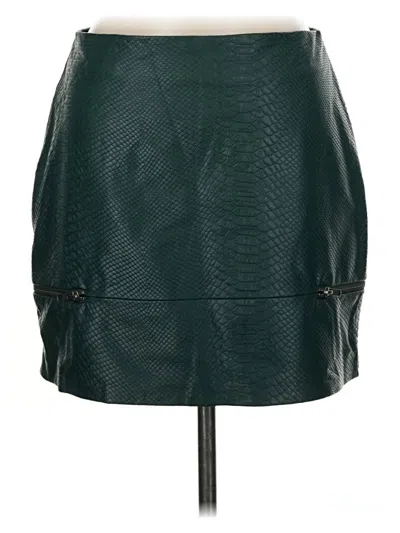 Pre-owned Lovers & Friends Faux Leather Skirt In Green