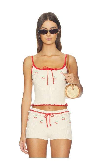 Lovers & Friends Felina Cherry Embroidered Tank In Multi
