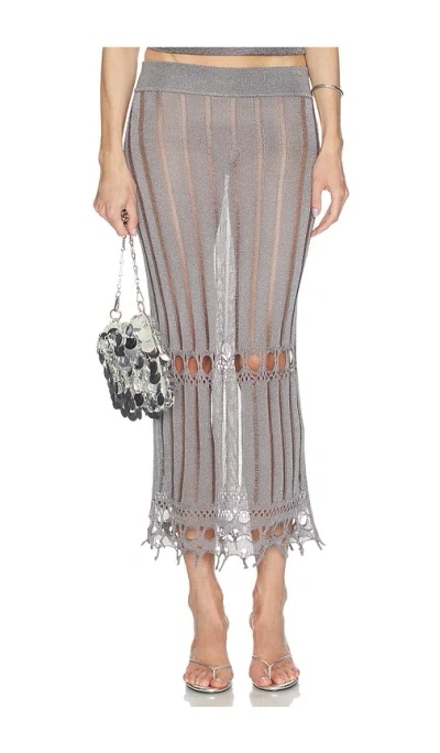 Lovers & Friends Francie Metallic Knit Maxi Skirt In Gray