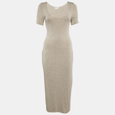 Pre-owned Lovers & Friends Lovers And Friends Grey Melange Jersey Bodycon Midi Dress M