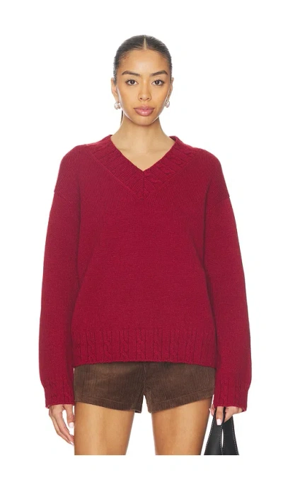 Lovers & Friends Haisley V Neck Sweater In Burgundy