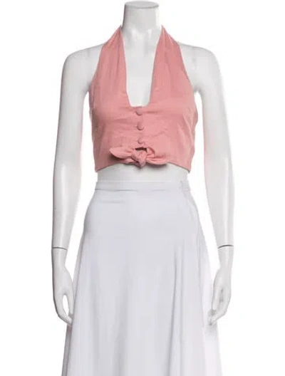 Pre-owned Lovers & Friends Halterneck Sleeveless Crop Top In Pink