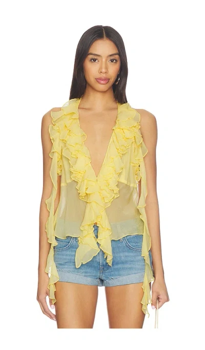 Lovers & Friends Ila Sheer Top In Yellow