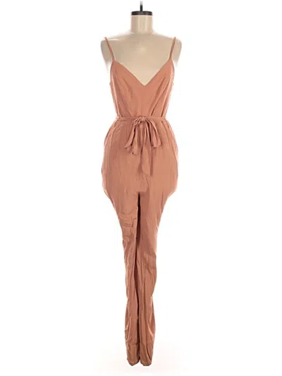 Pre-owned Lovers & Friends Jumpsuit In Tan