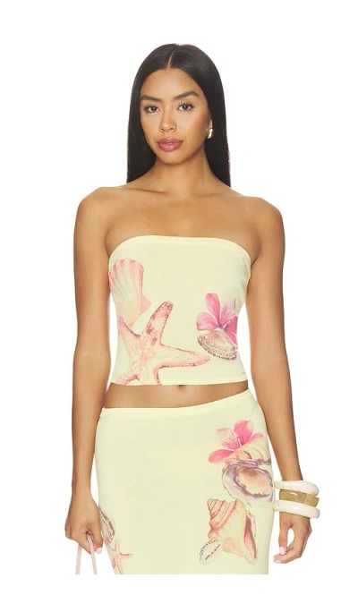 Lovers & Friends Katia Floral Print Tube Top In Yellow