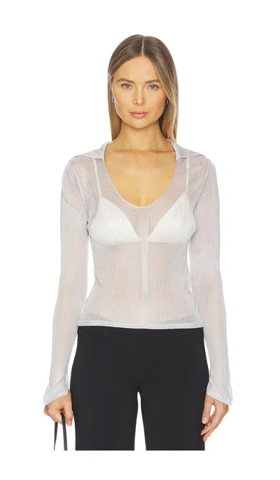 Lovers & Friends Kenzaia Rib Knit Polo Top In White