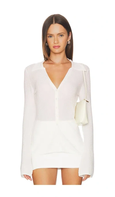 Lovers & Friends Ketra Polo Slim Cardigan In White