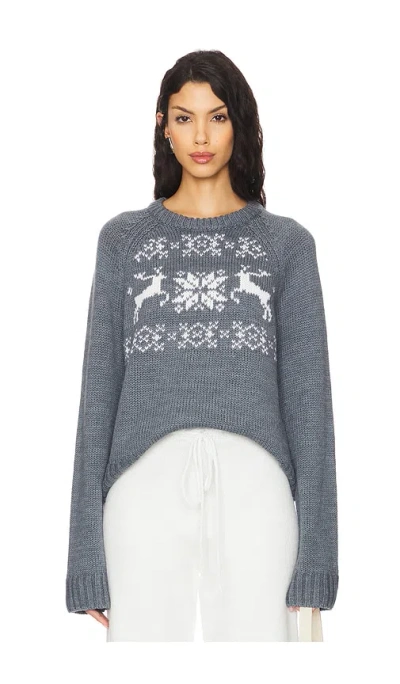 Lovers & Friends Leo Fairisle Sweater In Grey & White