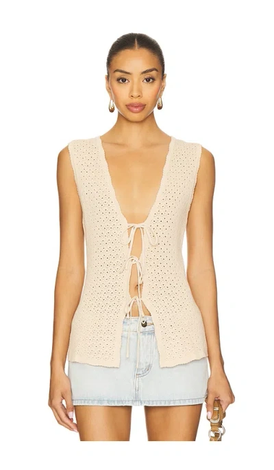 Lovers & Friends Lizzy Tie Front Vest In Neutral