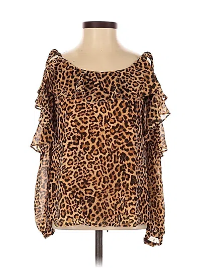 Pre-owned Lovers & Friends Long Sleeve Blouse In Brown