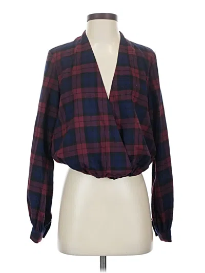Pre-owned Lovers & Friends Long Sleeve Blouse In Burgundy