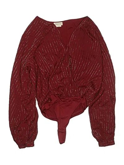 Pre-owned Lovers & Friends Long Sleeve Blouse In Burgundy