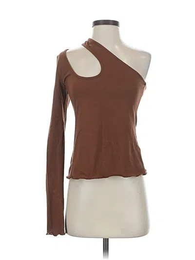 Pre-owned Lovers & Friends Long Sleeve Top Brown One Shoulder Neckline Tops