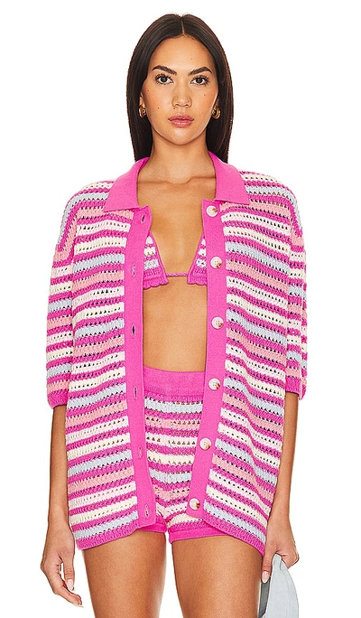 Lovers & Friends Lucia Cardigan In Pink & Blue Multi