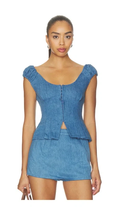 Lovers & Friends Mabel Denim Top In Blue