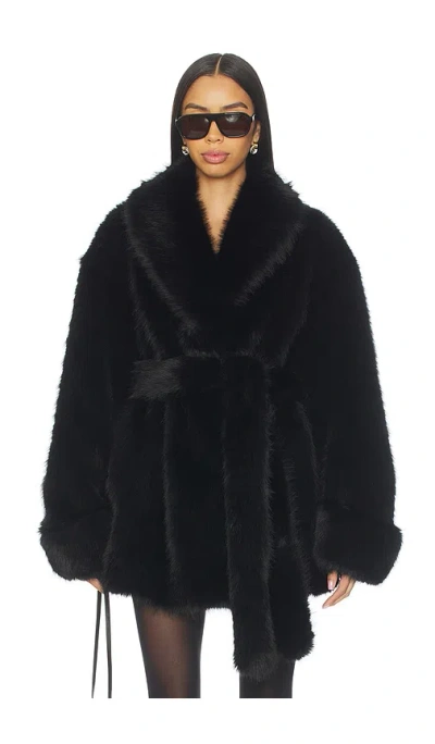 Lovers & Friends Margot Faux Fur Coat In Black