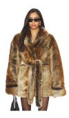 Lovers & Friends Margot Faux Fur Coat In Brown