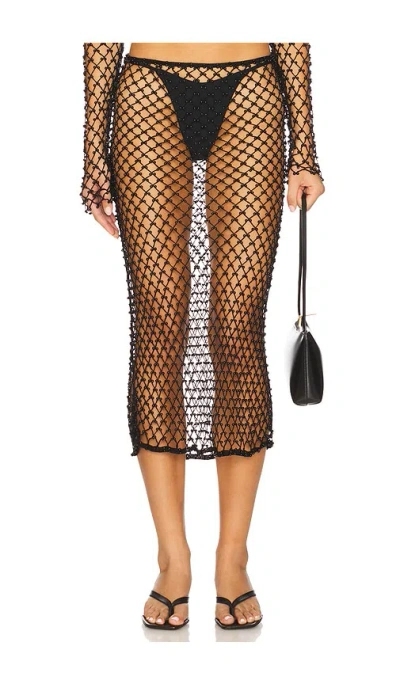 Lovers & Friends Marnnie Beaded Crochet Skirt In Black