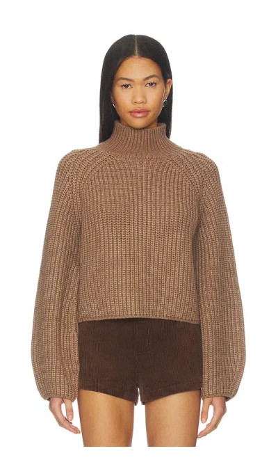 Lovers & Friends Martinea Funnel Neck Sweater In Brown