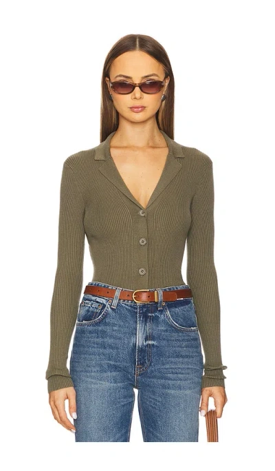 Lovers & Friends Meriah Polo Cardigan In Army Green
