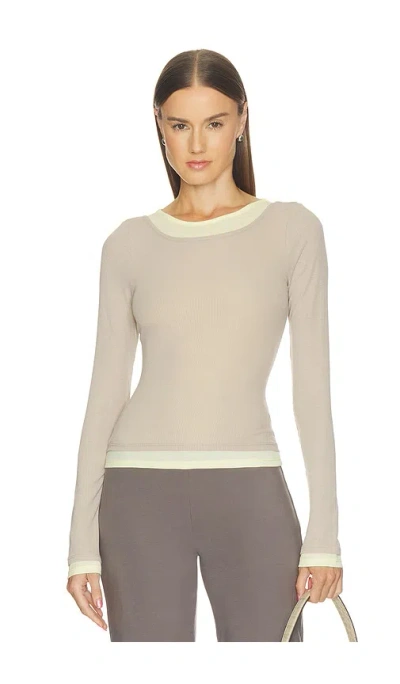Lovers & Friends Mira Top In Taupe & Baby Yellow
