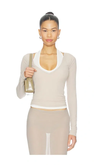 Lovers & Friends Monika Top In Taupe & Ivory