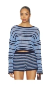 Lovers & Friends Muriel Open Stitch Pullover In Blue