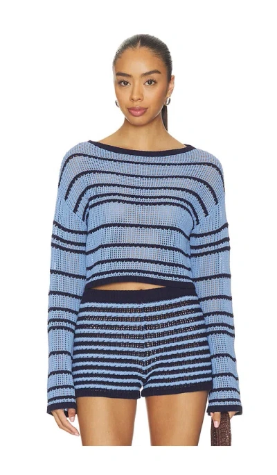 Lovers & Friends Muriel Open Stitch Pullover In Blue