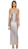 Lovers & Friends Mya Gown In Silver Gray