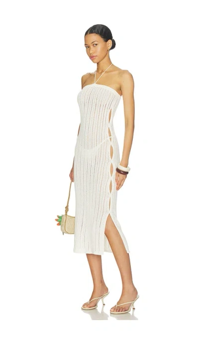 Lovers & Friends Nathalia Open Stitch Midi Dress In White