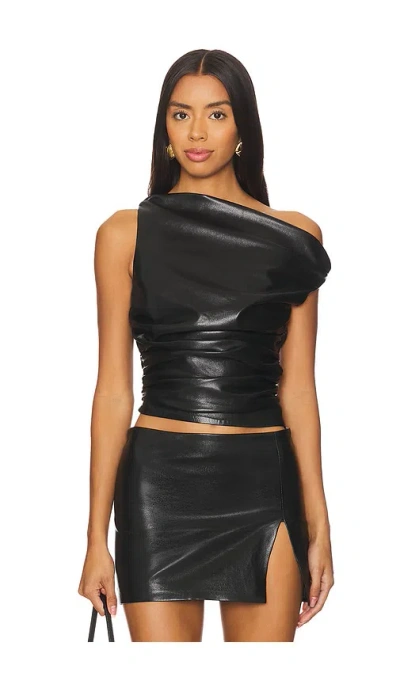Lovers & Friends Noa Faux Leather Top In Black