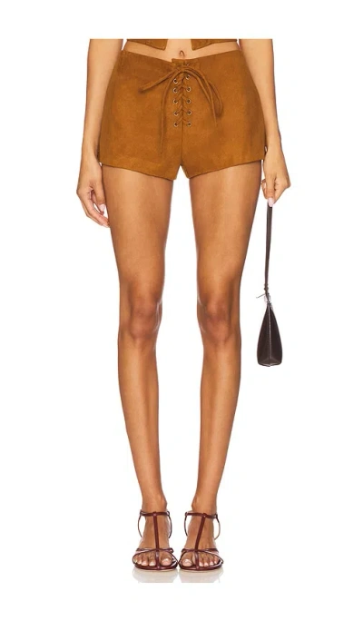 Lovers & Friends Noella Faux Suede Short In Brown