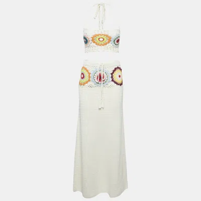 Pre-owned Lovers & Friends Lovers And Friends Off White Kestrel Crochet Top And Maxi Skirt Set S