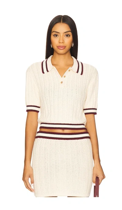 Lovers & Friends Remy Pointelle Polo Top In Multi