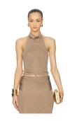 Lovers & Friends Renna Cowl Neck Sleeveless Top In Brown