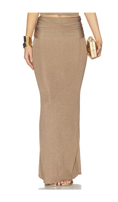 Lovers & Friends Renna Ruched Waist Maxi Skirt In Brown
