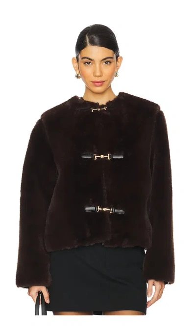 Lovers & Friends Rhoda Faux Fur Jacket In Brown